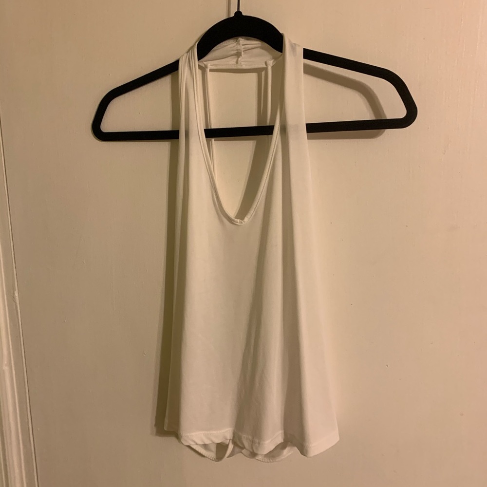 White lush halter top with low cut back